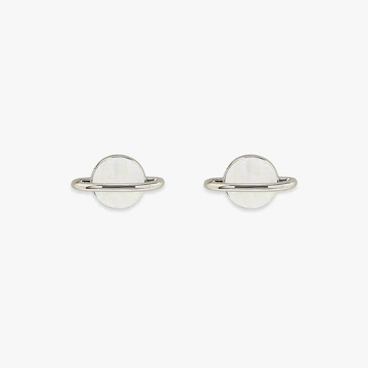 White Opal Saturn Studs