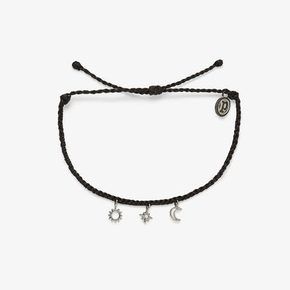 Celestial Charm Silver Bracelet - Black