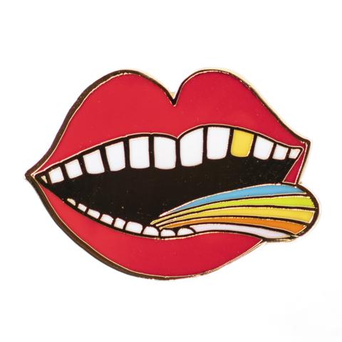 Rainbow Tongue Enamel Pin