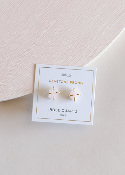 Rose Quartz Gemstone Prong Earrings