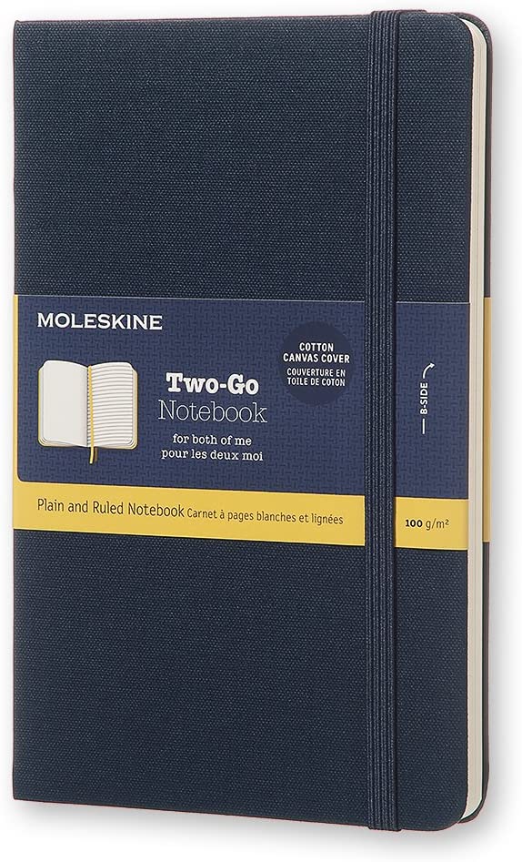Two-Go Plain/Ruled Medium Notebook - Oriental Blue
