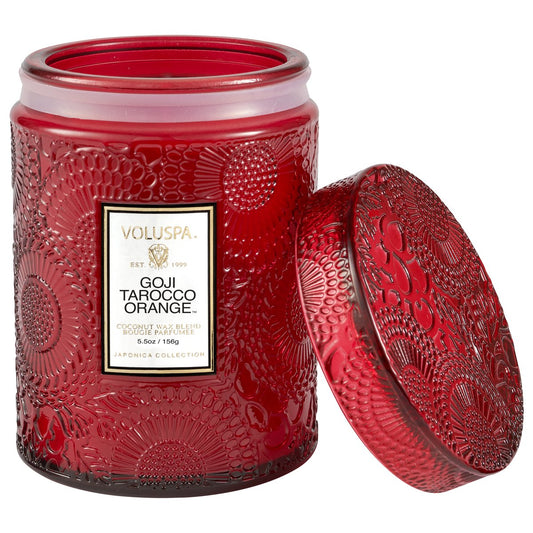 Small Embossed Glass Candle - Goji & Tarocco Orange