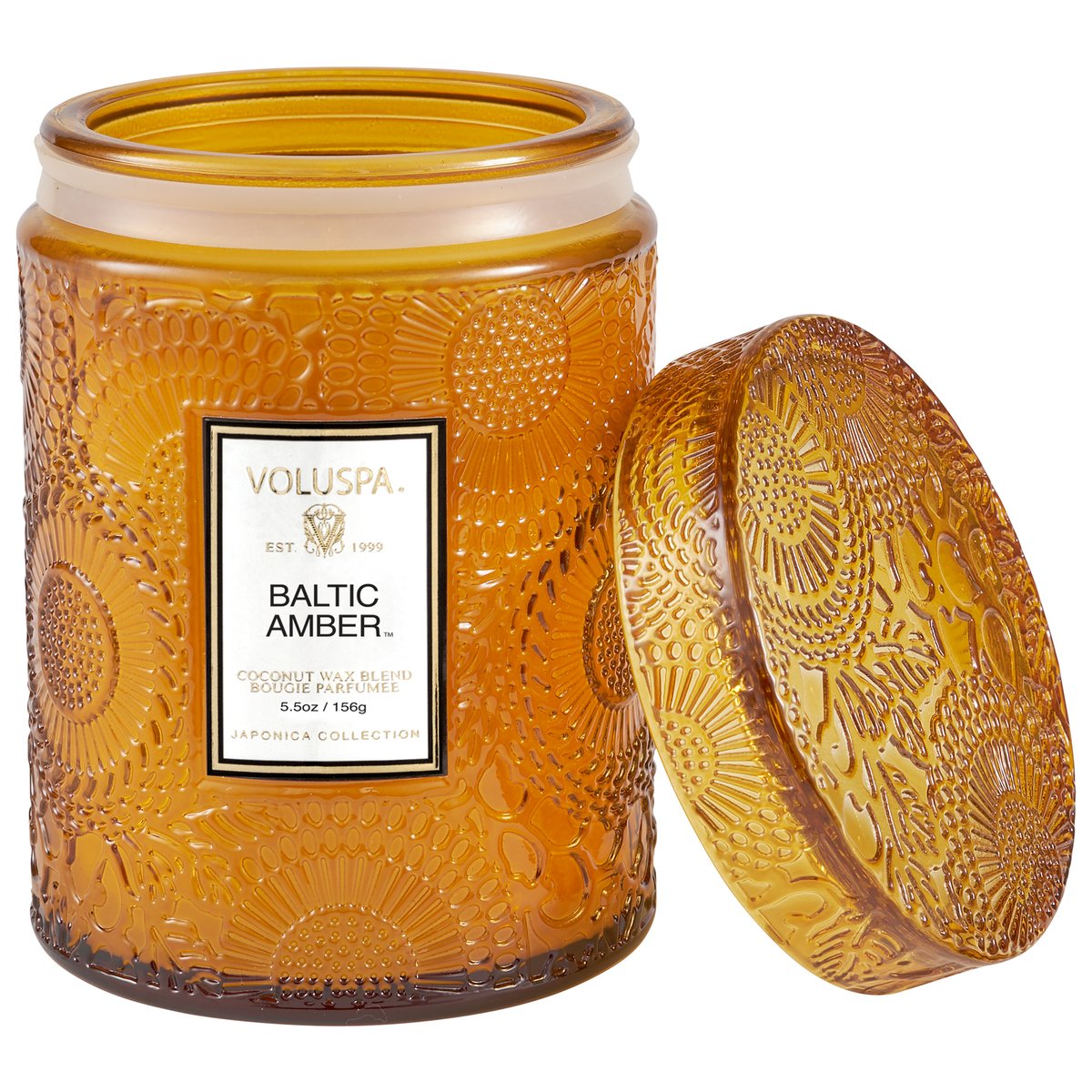 Small Embossed Glass Candle - Baltic Amber