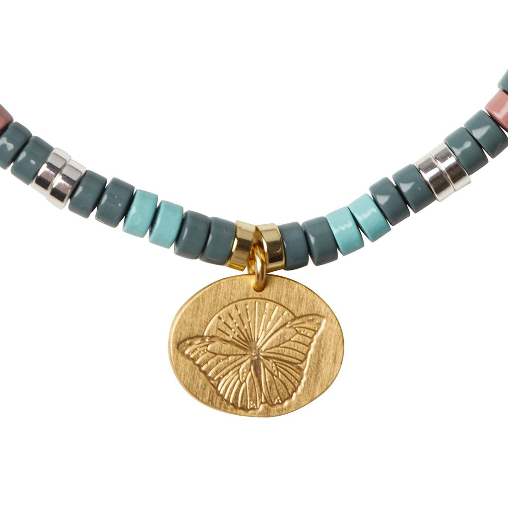 Stone Intention Charm Bracelet - African Turquoise/Gold