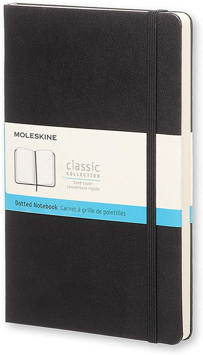 Classic Large Dotted Hard Cover Journal - Black
