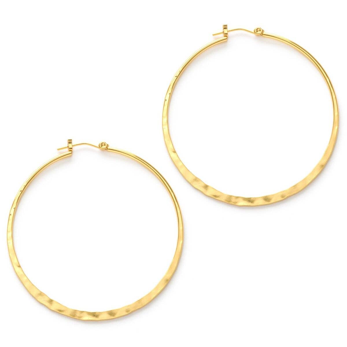 1.5" Hammered Hoops - Gold