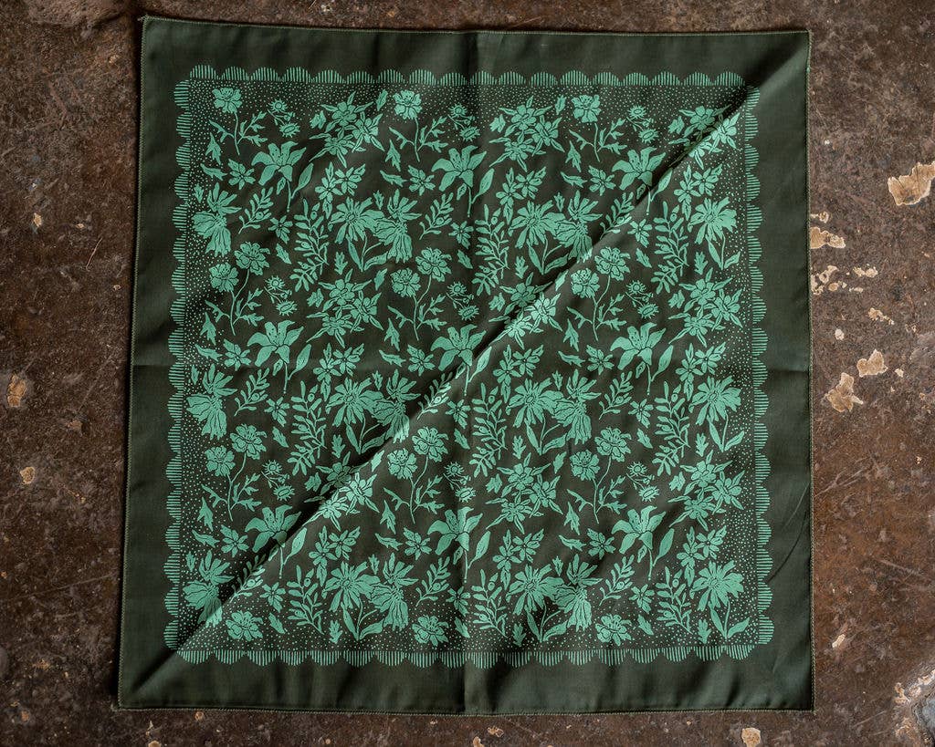 Oklahoma Wildflower Bandana - Olive