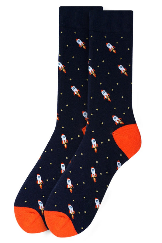 Men's Navy Spaceship Socks