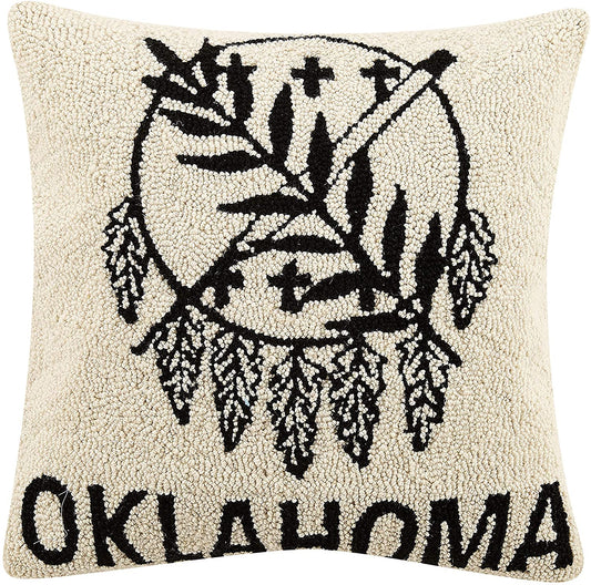 Black and White OK Flag Pillow