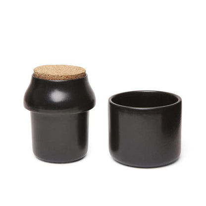 Ceramic Herb Grinder + Jar Large Black
