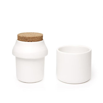 Ceramic Herb Grinder + Jar Large White