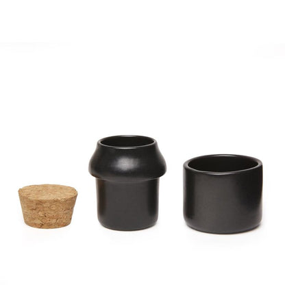 Ceramic Herb Grinder + Jar Small Black