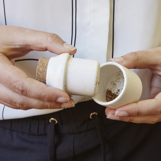 Ceramic Herb Grinder + Jar Small White