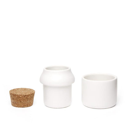 Ceramic Herb Grinder + Jar Small White