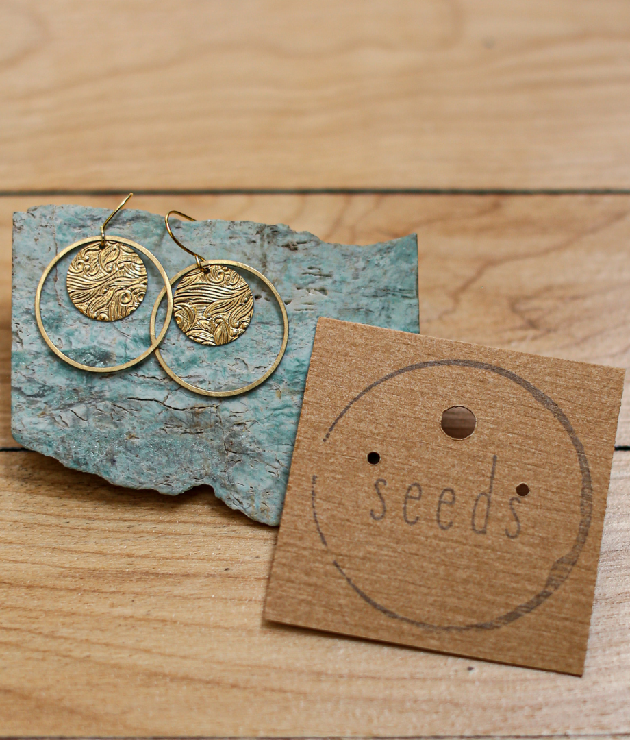 Circle and Circle Brass Earrings