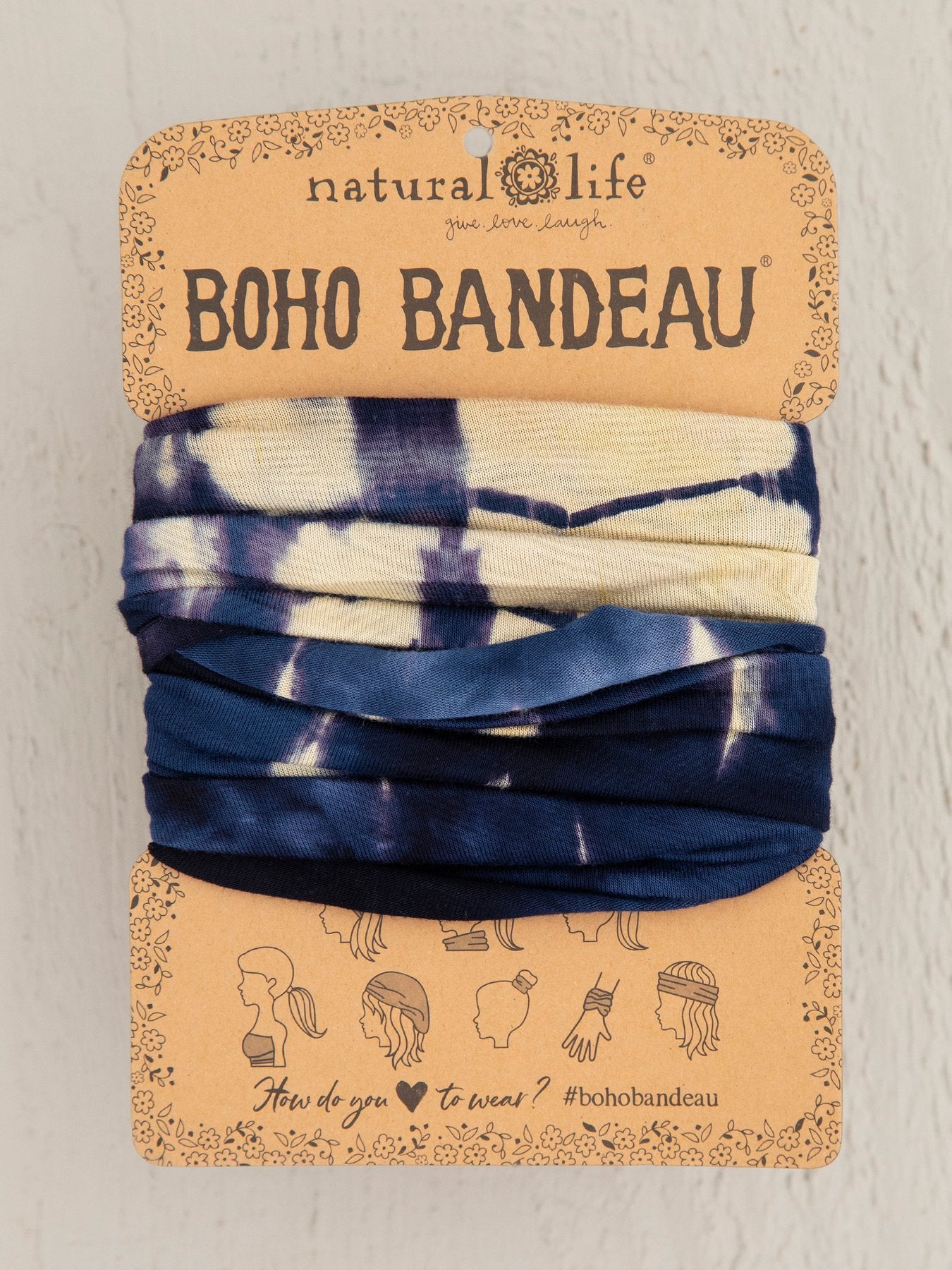 Natural Life Boho Bandeau - Cream Navy Tie-Dye
