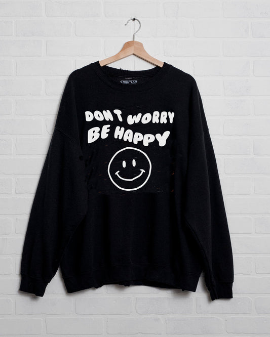 Don't Worry Be Happy Puff Ink Thrifted Sweatshirt