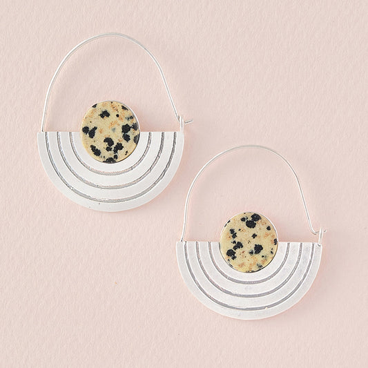 Stone Orbit Earring - Dalmatian Jasper/Silver