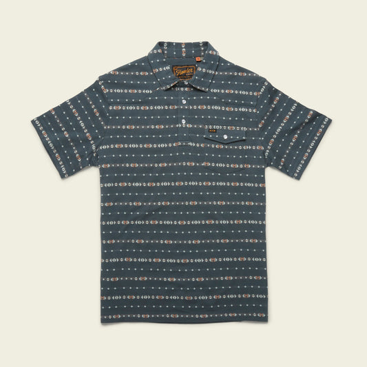 FINAL SALE - Ranchero Jacquard Polo: Portals Jacquard - Station Blue