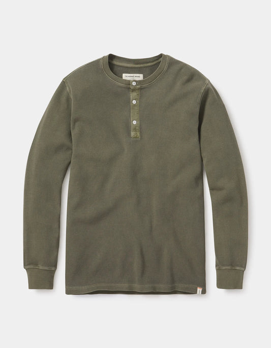 Vintage Thermal Henley - Olive