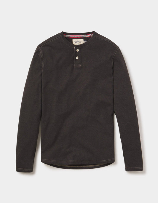 Puremeso Two Button Henley - Charcoal