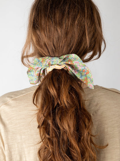 Natural Life Mixed Print Tie Scrunchie - Olive/Pink