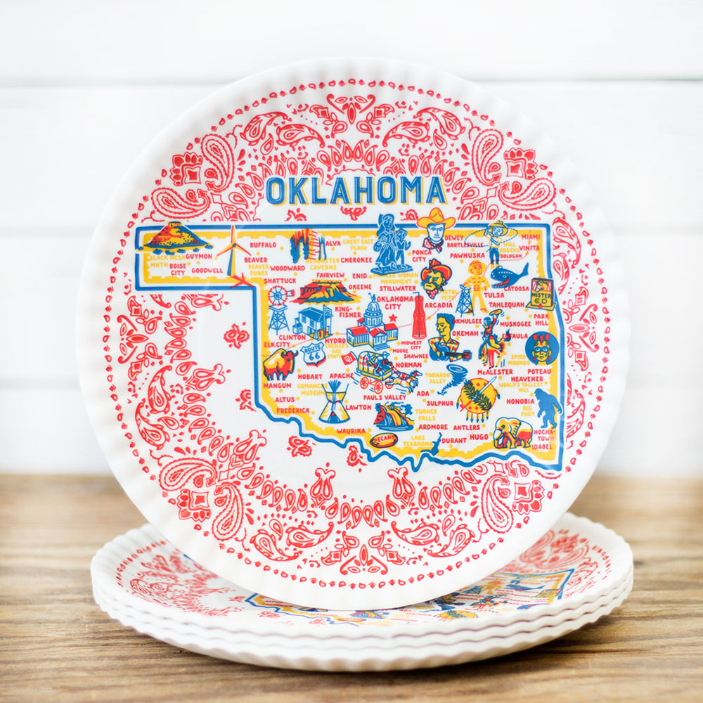 Oklahoma Melamine “Paper” Plates 9" (set of 4)