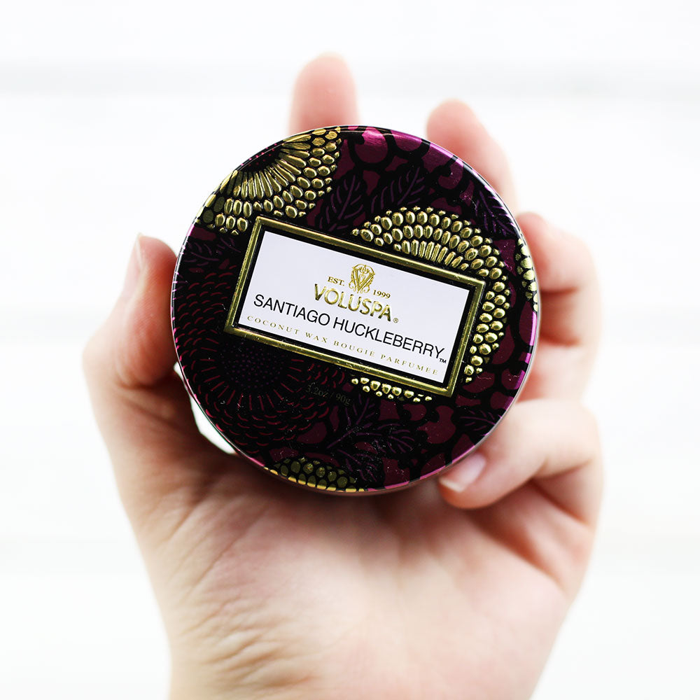 Petite Embossed Candle - Santiago Huckleberry