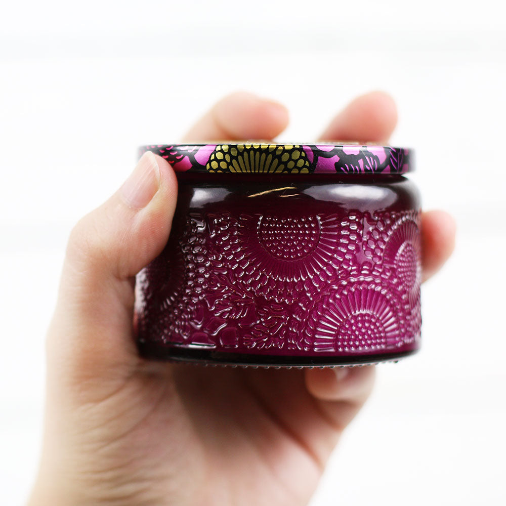 Petite Embossed Candle - Santiago Huckleberry