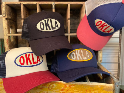 Circle OKLA Hat - Cream Hat w/ Red White and Blue