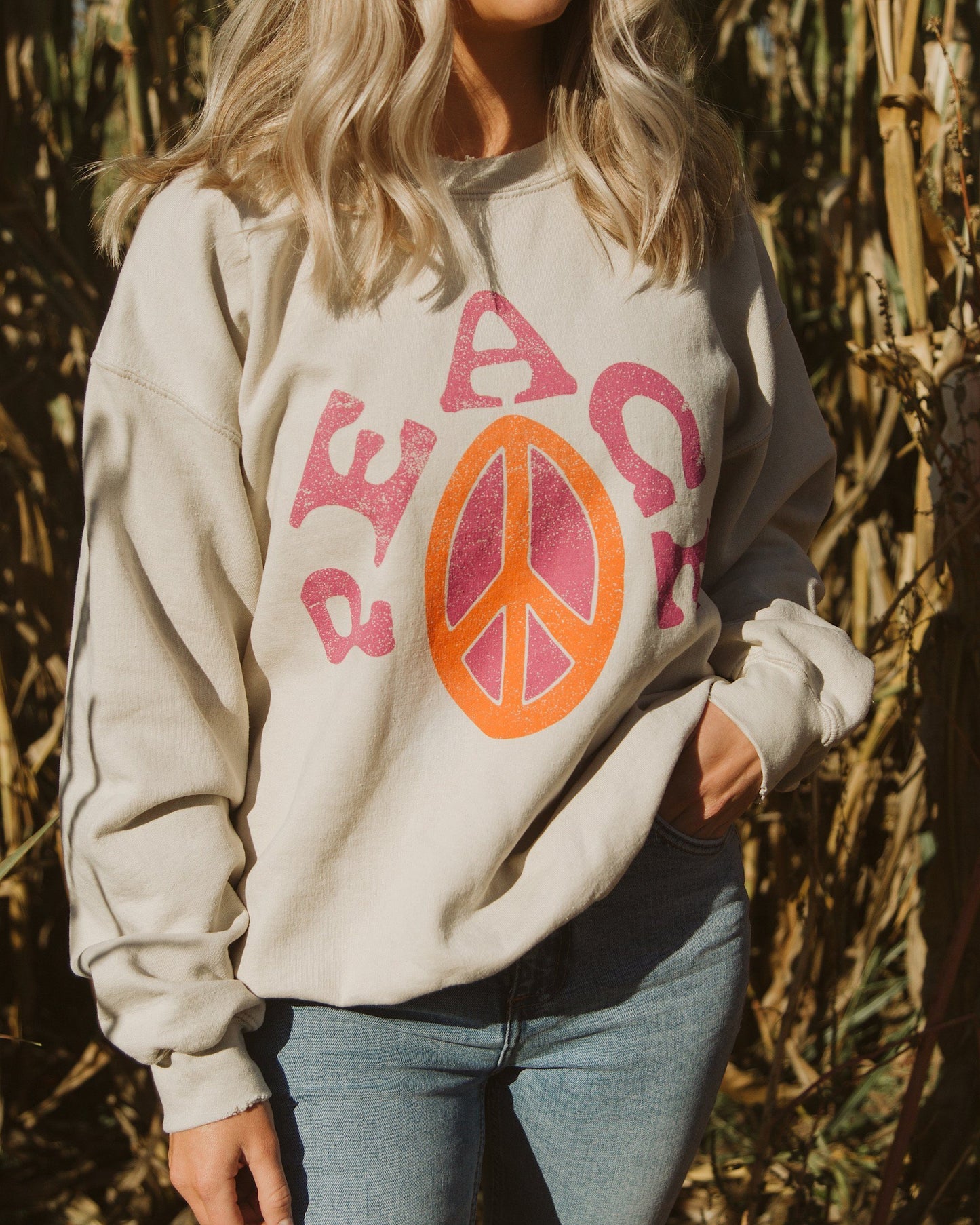 Peace Sign Thrifted Sweatshirt