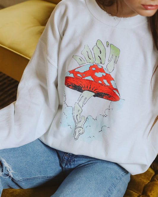 Don't Trip Thrifted Sweatshirt - White