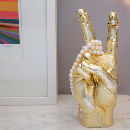 Gold Peace Sign Sculpture