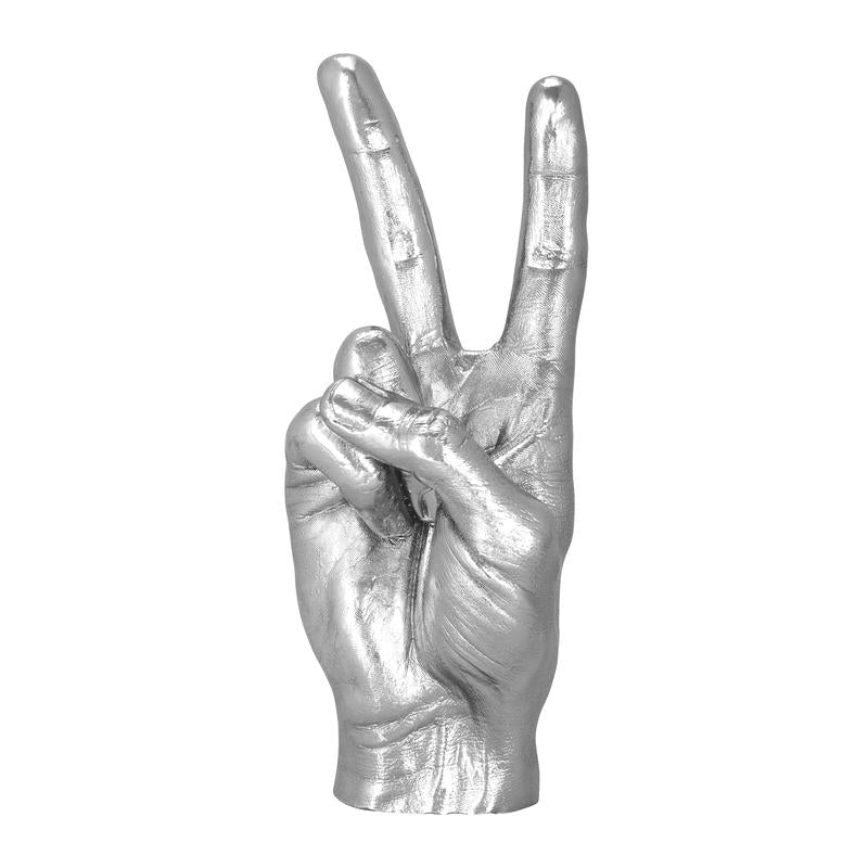 Silver Peace Sign Sculpture