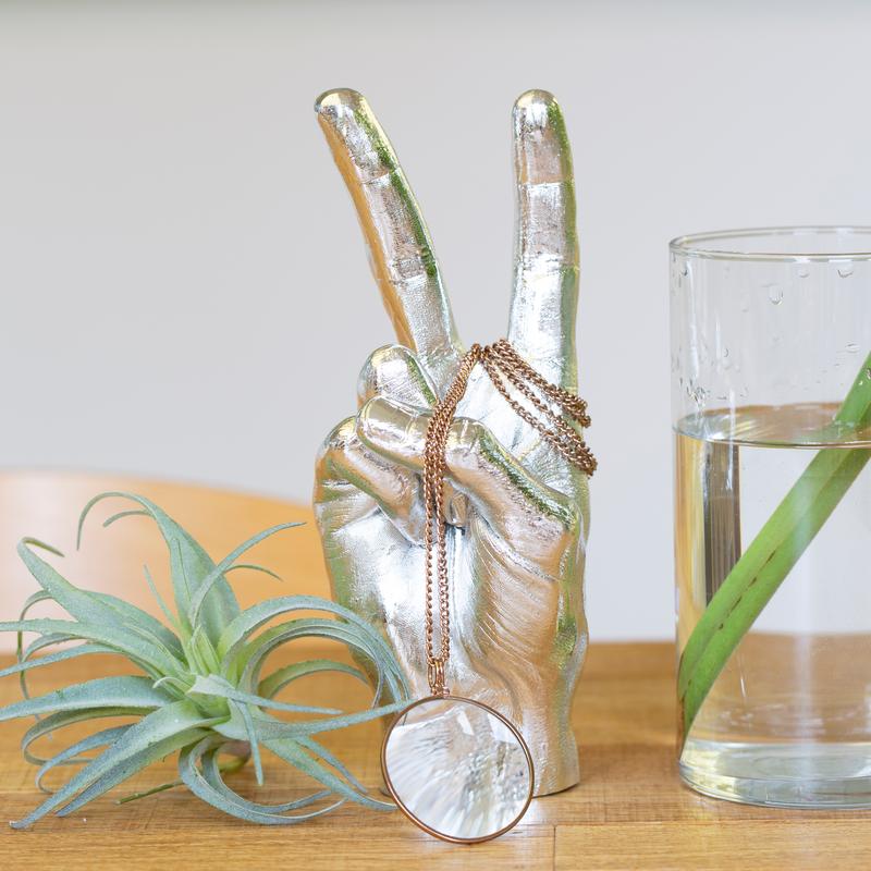 Silver Peace Sign Sculpture