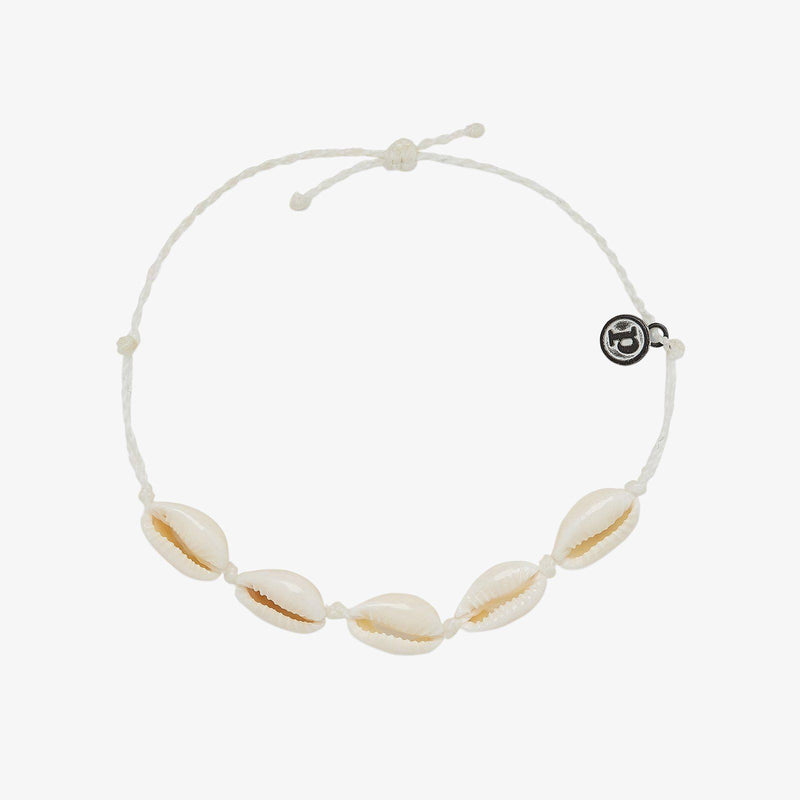 Knotted Cowries Anklet - White