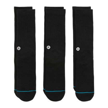 Icon Crew Socks 3 Pack Black