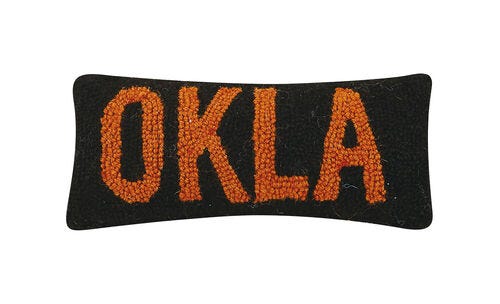 Black/Orange OKLA Pillow 12x5"