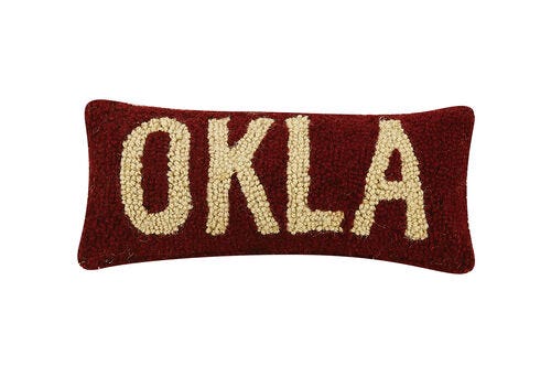 Red/White OKLA Pillow 12x5"