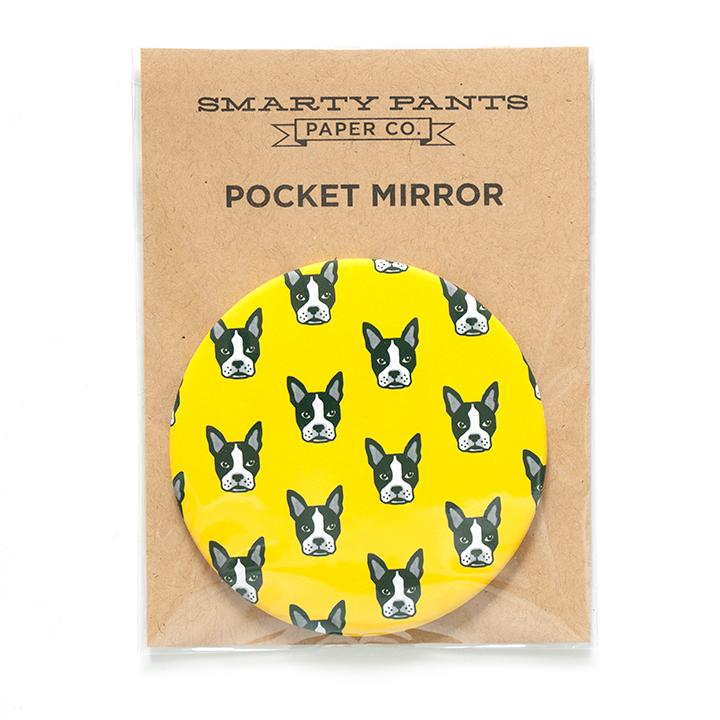Boston Terrier Pocket Mirror - Yellow