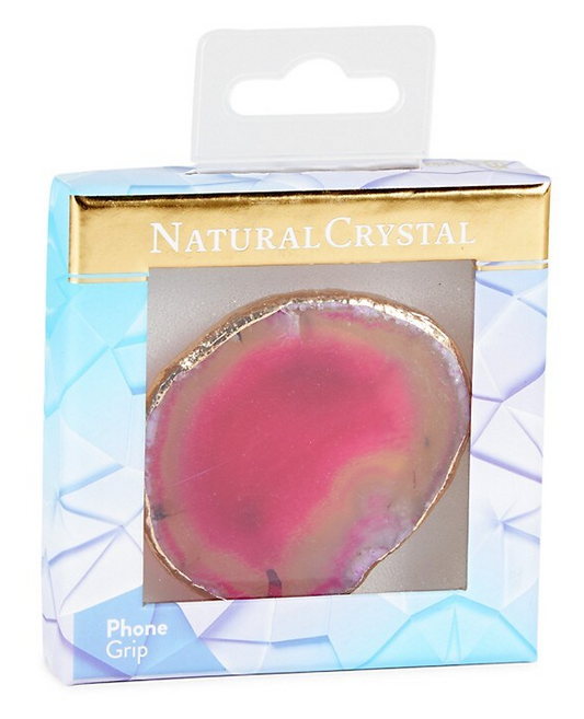 Pink Natural Agate Phone Grip