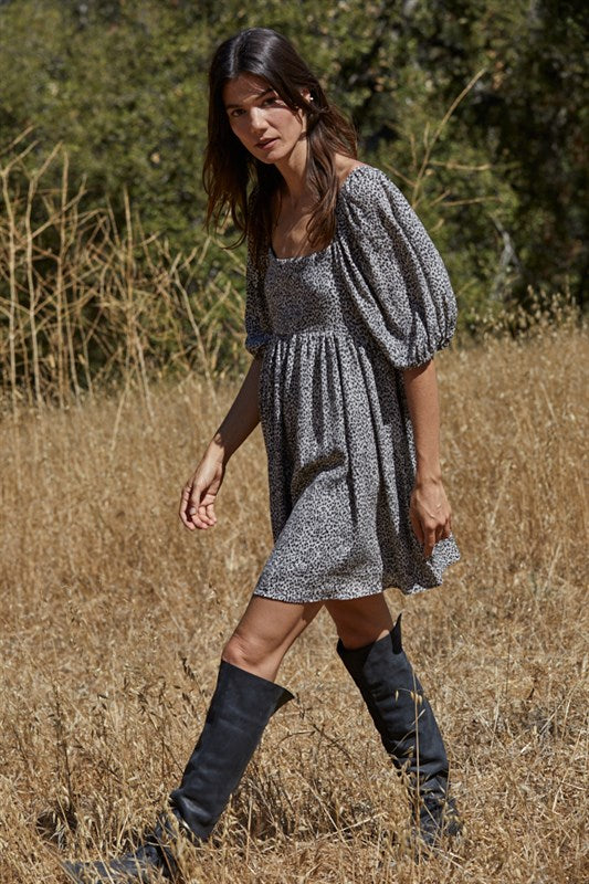 Bonnie Babydoll Dress - Charcoal