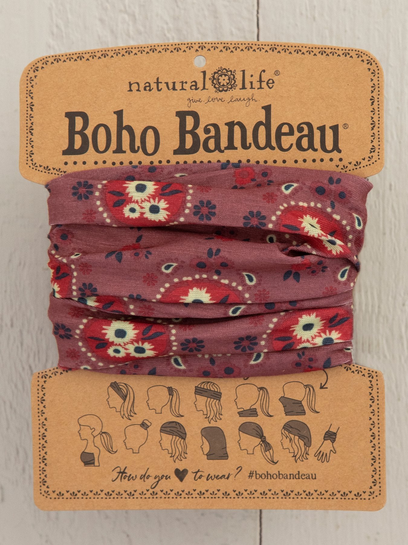 Natural Life Boho Bandeau - Red Cream Floral