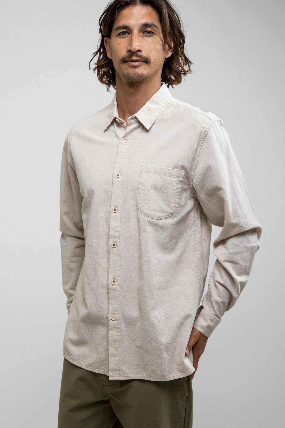 Classic Linen Shirt LS - Sand