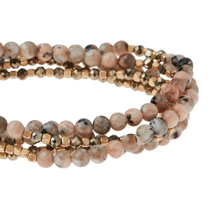 Rhodonite & Pyrite Stone Duo Wrap Bracelet/Necklace/Pin