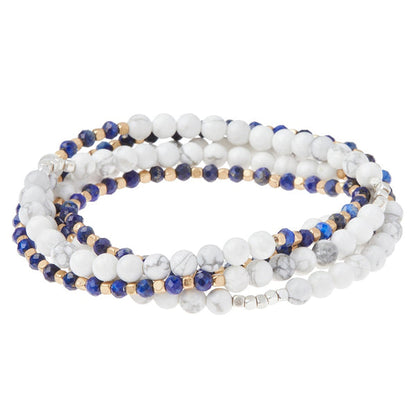 Howlite & Lapis Stone Duo Wrap Bracelet/Necklace/Pin