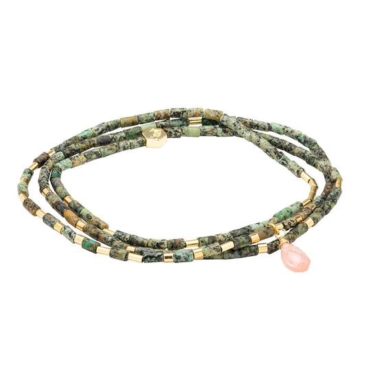 Teardrop Stone Wrap African Turquoise/Watermelon/Gold