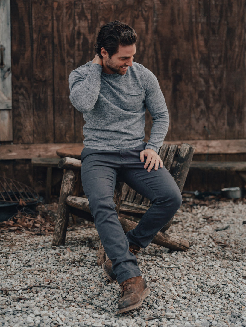 Roll Hem Pocket Crew - Grey