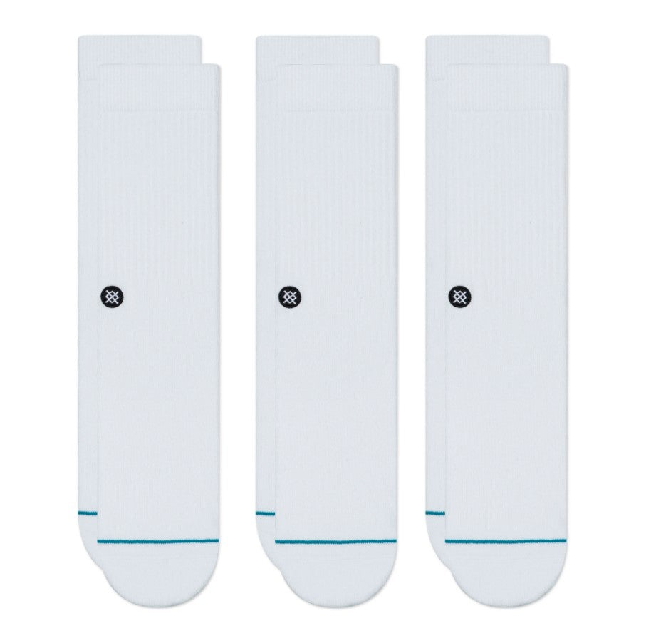 Icon Crew Socks 3 Pack White - Large