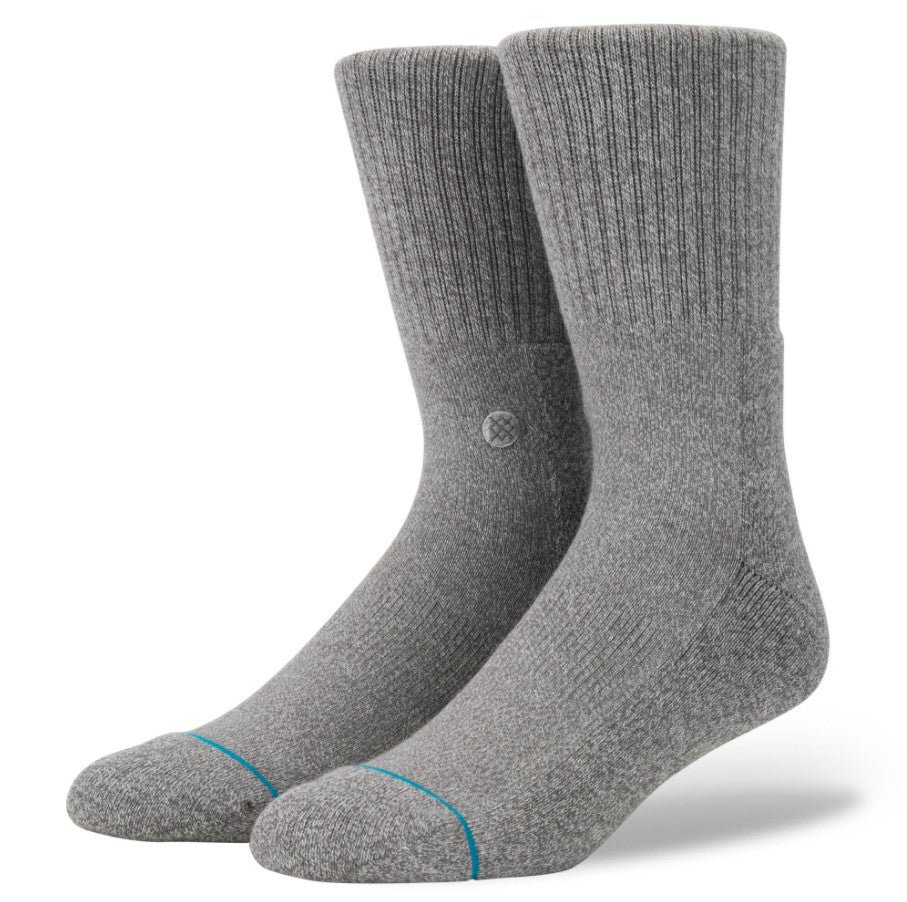 Icon Crew Socks 3 Pack - Grey - Large